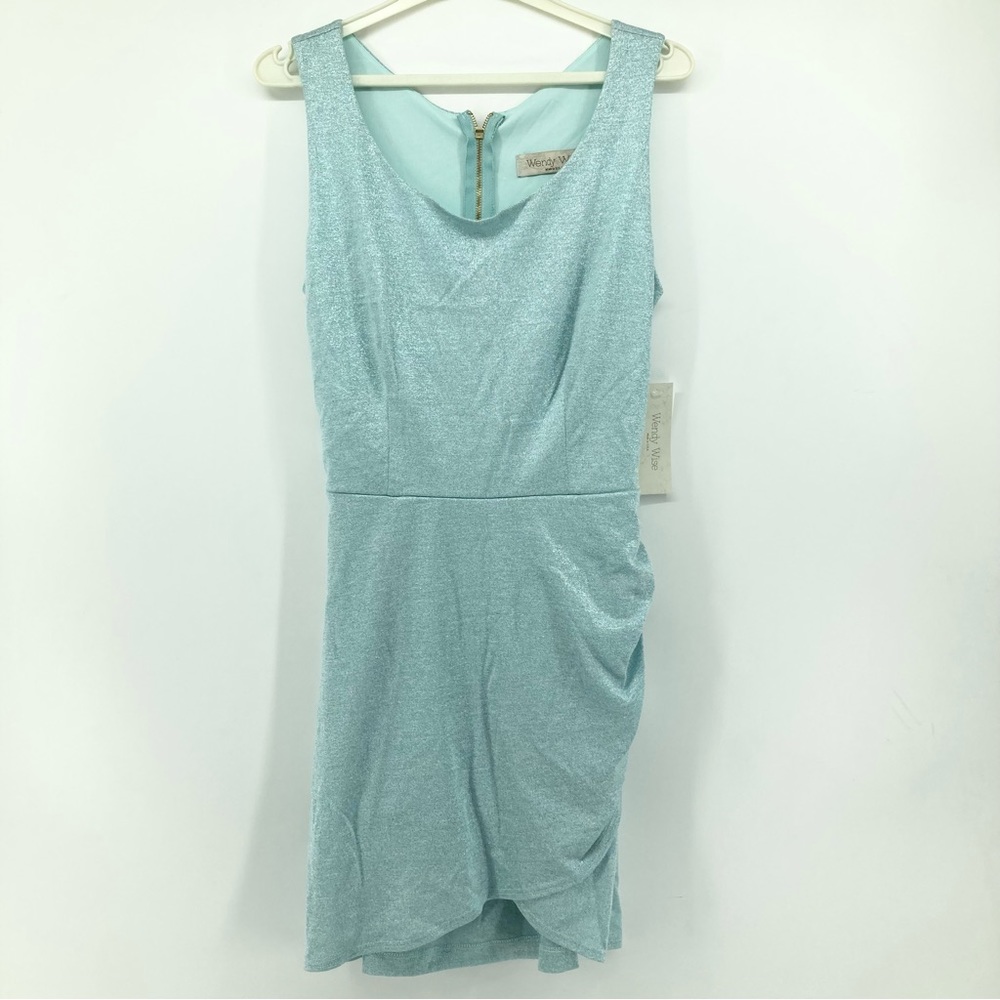 Wendy Wise Blue Shimmer Cut-Out Back Mini Dress